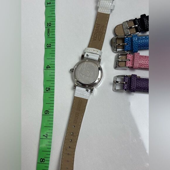 Invicta 21996 Angel Women's 33mm Quick Pin Leather Strap 5-in-1 Silver Watch Set - Picture 8 of 8